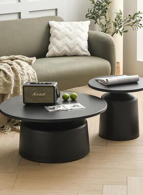 6R奶风客厅极简圆形茶几家用创意现代简油约F77J755M小简型极大小