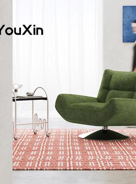 意式奢设沙计师扶手轻椅旋转休闲花瓣靠背单躺76813椅客厅人发小