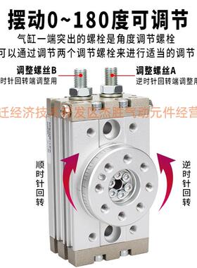 旋转BTS气缸HRQ/MQB10A/20A/30A/A2A//S3A精密齿轮回1转摆动90/18