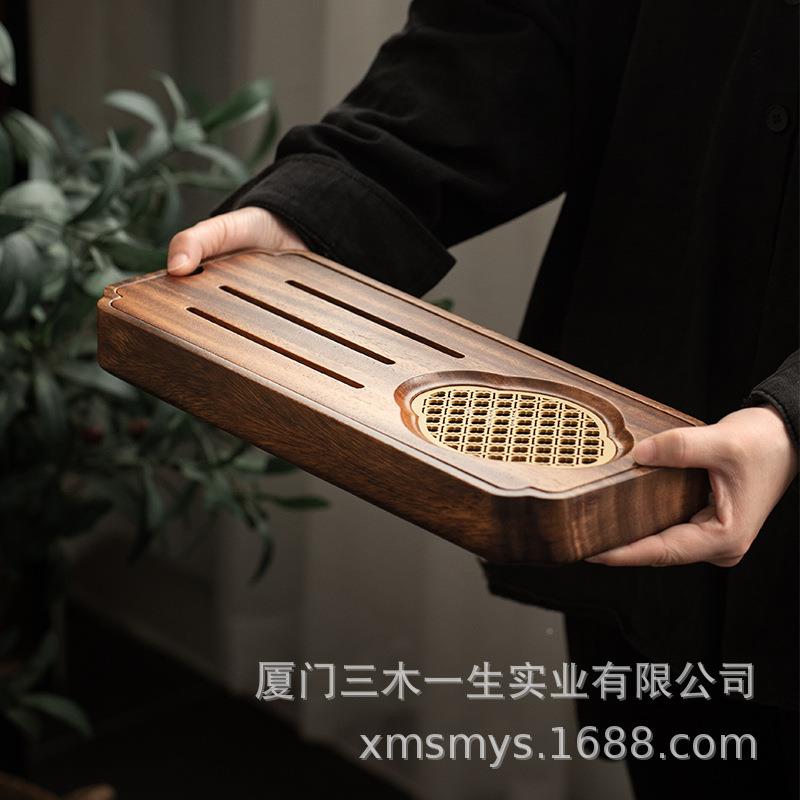 包壶XKX邮胡桃木新中式小型储家奢水式茶盘实木用轻干泡台承茶台