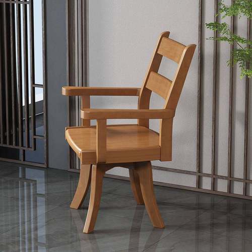 全实橡胶木复古风旋转茶几餐椅椅扶手椅色68934电脑家用胡桃默认