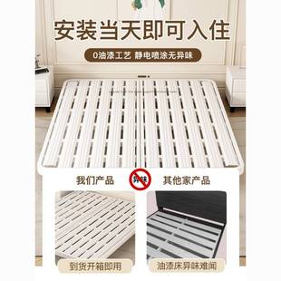 日式简约无床头悬浮床架子排骨架家用铁艺床加厚单人双人铁架子床