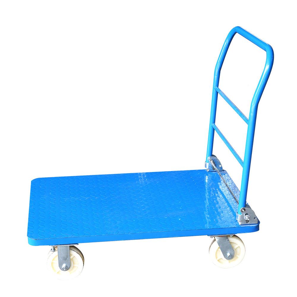 1加.2mUWG*0.色8m*0.车98m蓝手推厚花纹钢板可折叠扶手仓库平板车