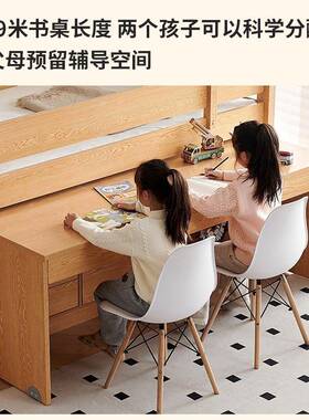 实木73106形半书高床儿童床上下床带抽拉隐桌一体多功能上床下桌