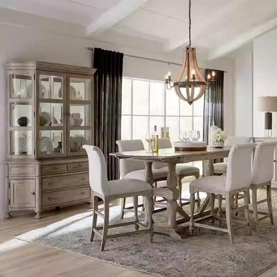 式复古客做旧实木玻璃防酒柜法式双开门餐边柜尘厅81810美多功能