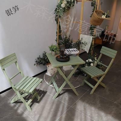 防腐木茶几阳台休闲桌椅可折叠茶几庭院户外桌子椅子靠背椅茶几