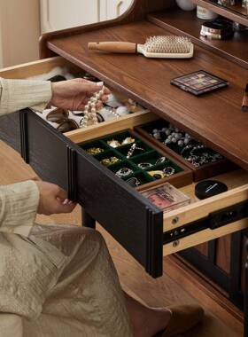 中古风钢琴妆台妆镜化一卧室法梳52093式复古实木妆桌收纳储物床