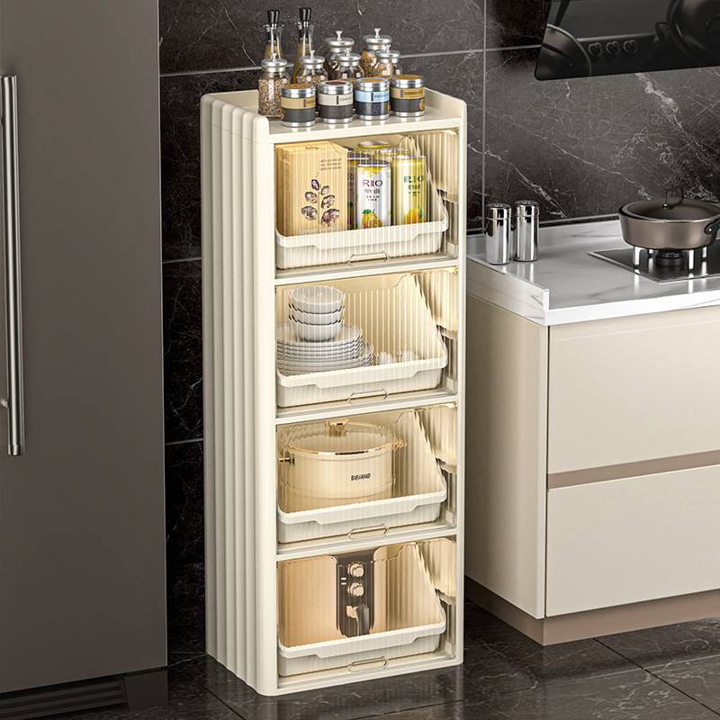 守一新款置物架塑料带滑轮多功能移动式杂物多层抽屉收纳柜