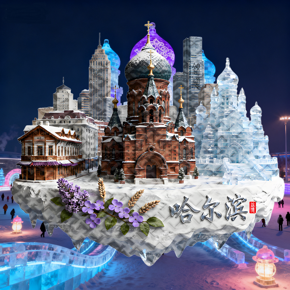 哈尔滨冰箱贴国风装饰文创礼品