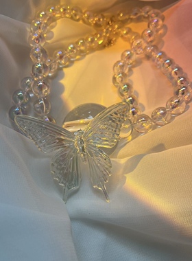 蝴蝶口球项链炫彩情侣小众饰品颈链另类道具