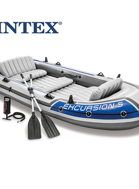 INTEX68325漂流者加厚五人充气船5人钓鱼船皮筏艇橡加宽皮艇气艇