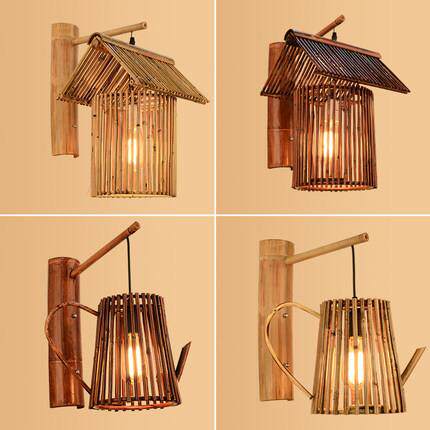 新中式壁灯卧室客厅挂墙床头灯民宿日式创意个性竹编艺术灯具