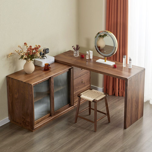 胡桃木书桌实木转角桌学习桌办公桌写字桌家具加厚桌子原木桌