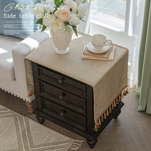 欧式床头柜盖布正方形角几边几茶几桌布布艺轻奢风高级感法式高档
