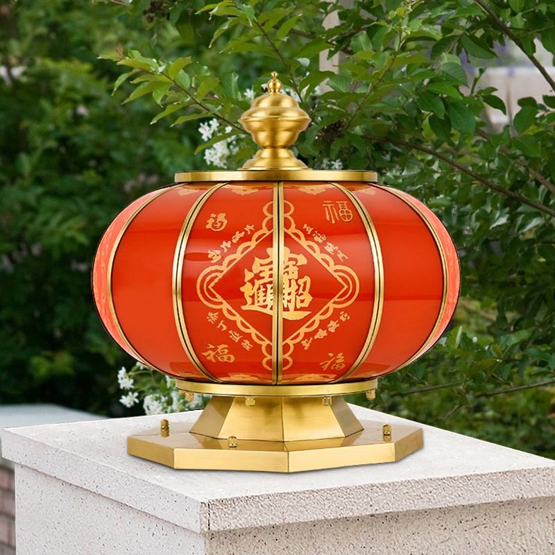 高档全铜户外防水太阳能红灯笼