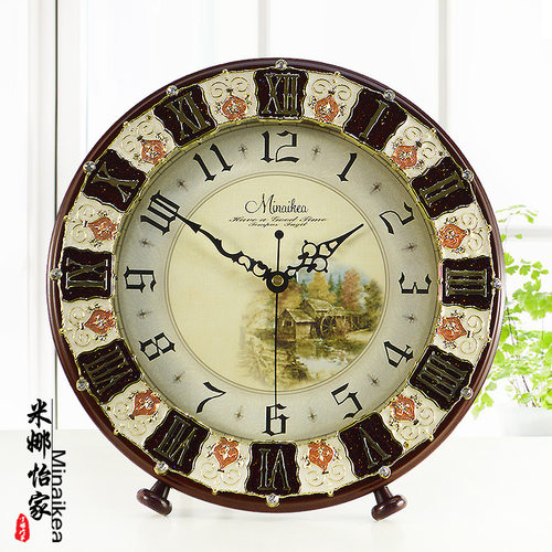 欧式大号时尚静音仿古座钟现代客厅简约创意石英钟表田园装饰时钟