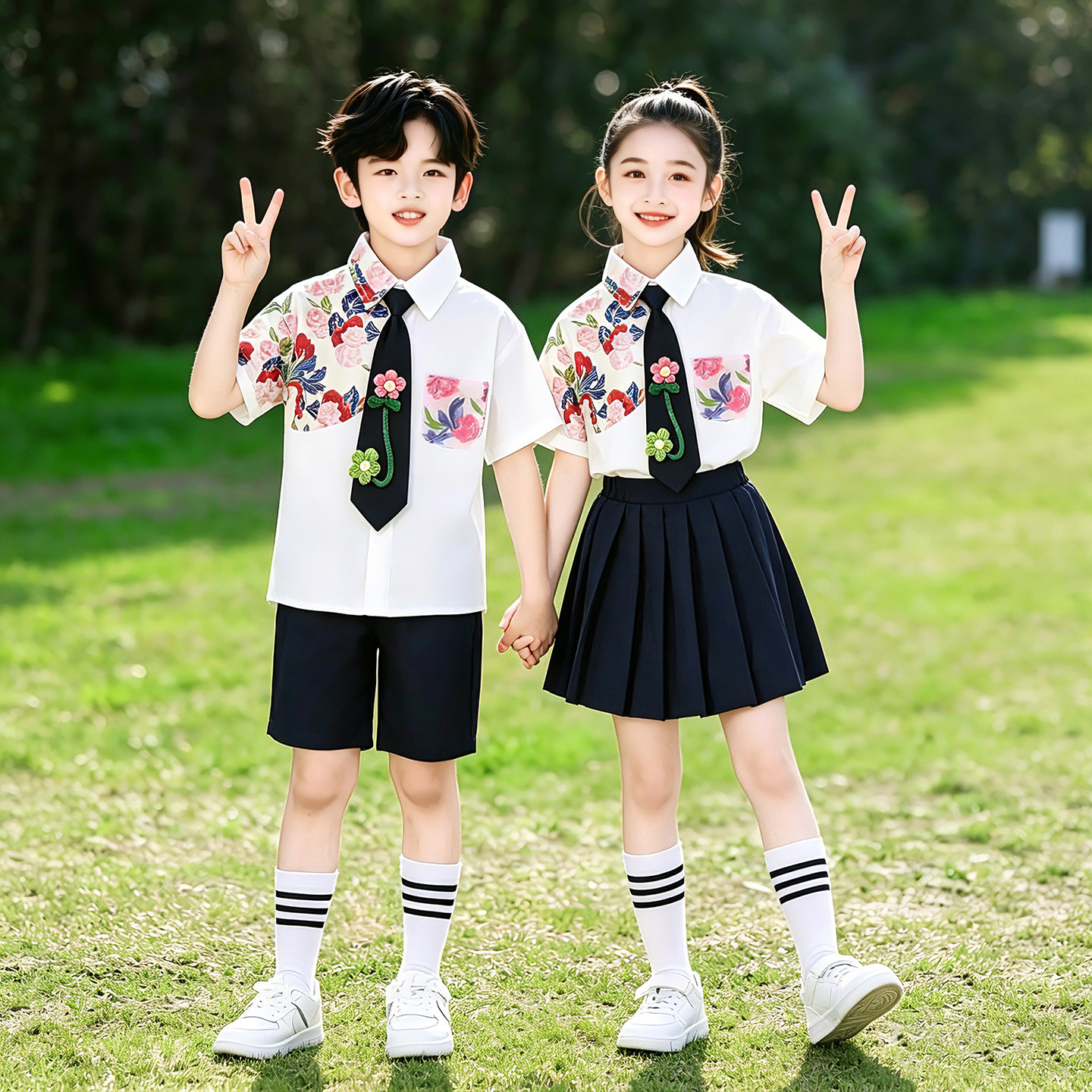 六一儿童演出服小学生合唱啦啦队表演服装学院风幼儿园毕业照班服