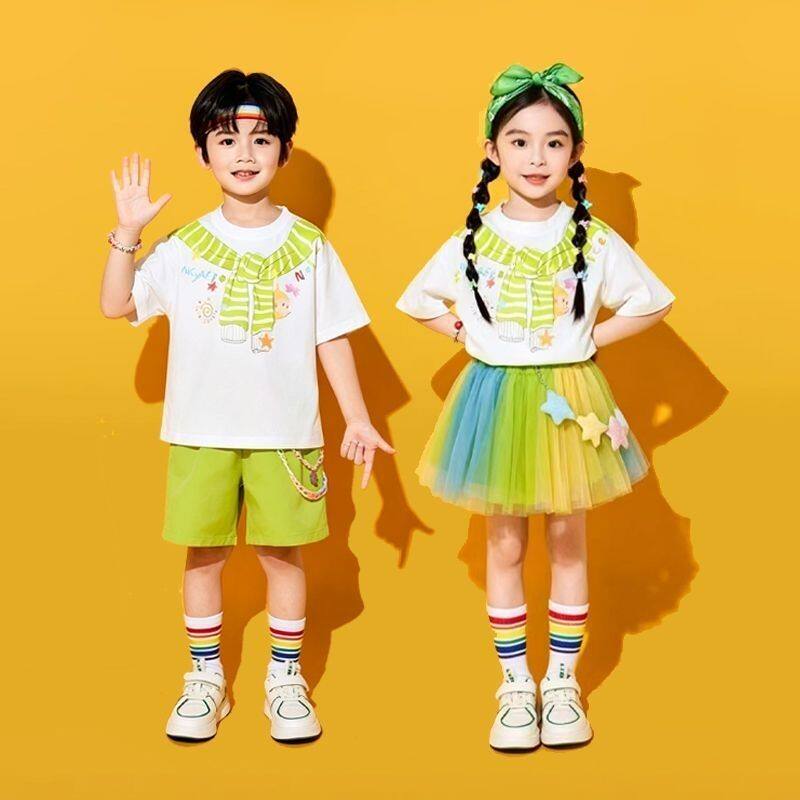 儿童啦啦队演出服装小学生毕业季拍照班服幼儿园合唱图表演服园服