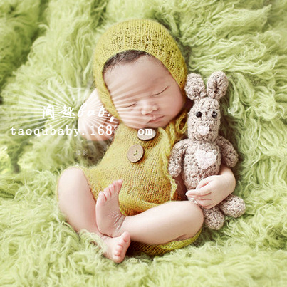 新生儿毛线手工编织马海毛摄影服装影楼服装道具