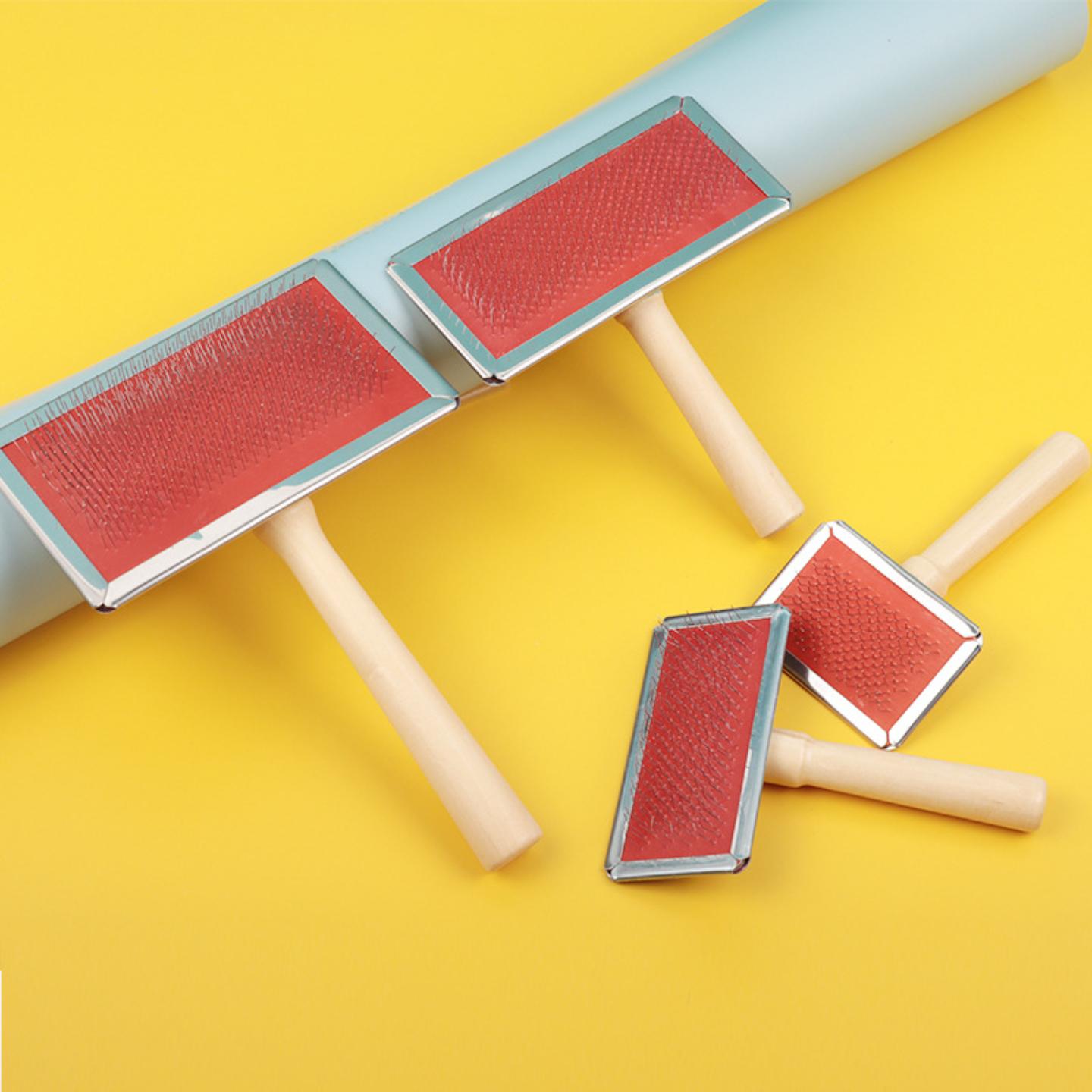 宠物清洁美容钢针梳子 木柄皮毛护理皮草刷 宠物用品狗梳毛木柄梳