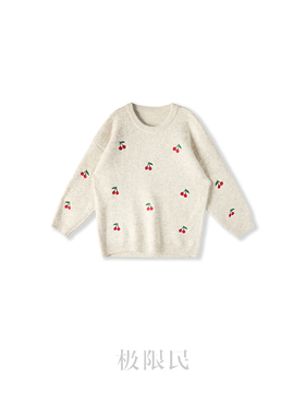 极限民《樱诺》秋冬温柔韩版宽松慵懒刺绣针织毛衫F5314B3017