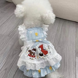 蕾丝碎花女仆裙子泰迪比熊狗狗猫咪薄款 宠物衣服春夏新款 衣服