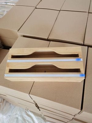 竹木切割器 保鲜膜蜡纸锡纸分配盒 木质蔬果打包机超市手动包装器
