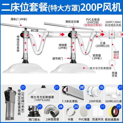 1米排烟罩轨道式艾灸排烟系统吸烟机养生馆伸缩定位烟雾净化设备