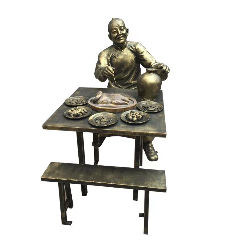 极速定制招财迎宾吃火锅雕像纯铜定做商业小吃街人物雕塑订礼品摆