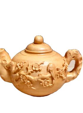 好货木雕把把壶黄杨木手把玩件小摆件茶宠雕刻工艺文玩礼品南瓜梅