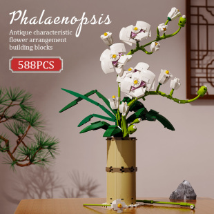 Flowers Orchid Bouquet Romantic Blocks City Building 极速Moc
