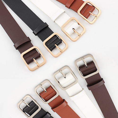 好货Fashion PU Leather Belt for Women Square Pin Buckle Belt