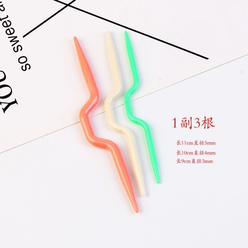 热卖U型麻花针弯针编织工具套装 手工扭花针 弯曲毛衣针辅助直针