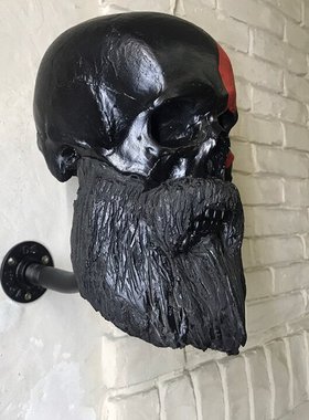 独立站骷髅头盔支架机车手礼物树脂工艺品摆件创意家居挂件