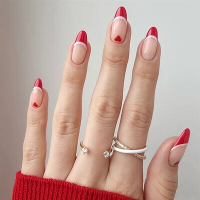 好货24pcs/box Press On Nails Almond Tai Chi White and Black