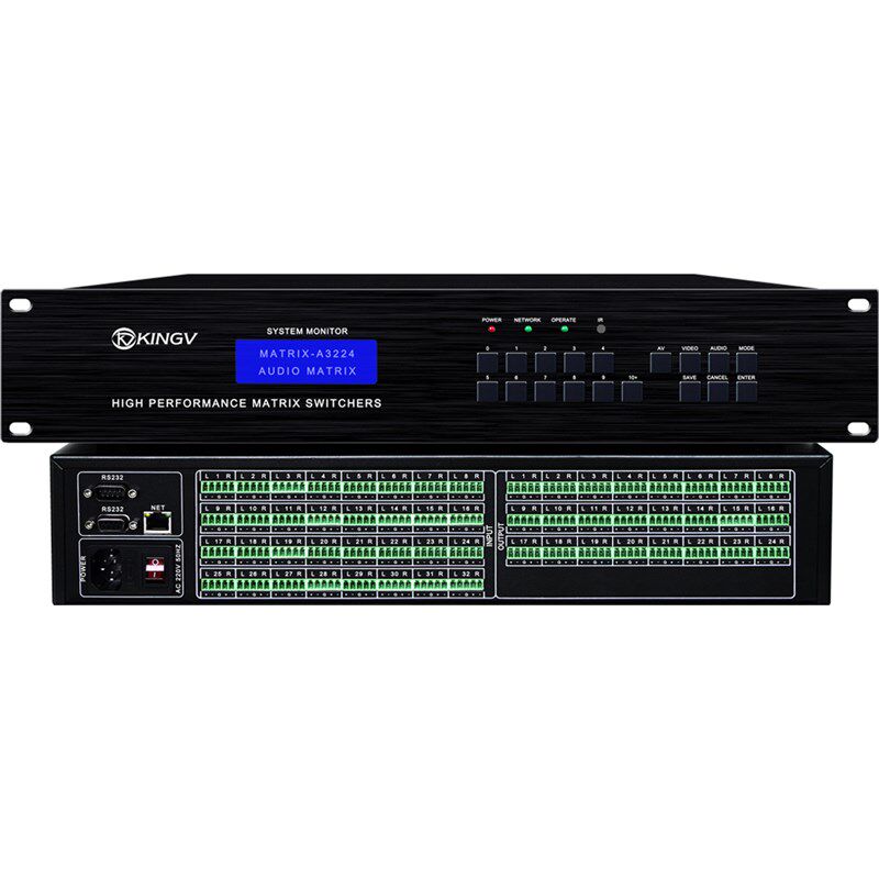 极速音频矩阵32进24出双声道立体声切换器模拟视频会议室公园户外