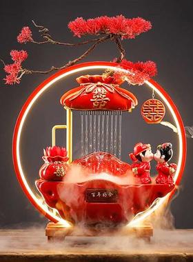 创意结婚礼物送新人闺蜜情人节礼品陶瓷流水摆件家居客厅婚房装饰