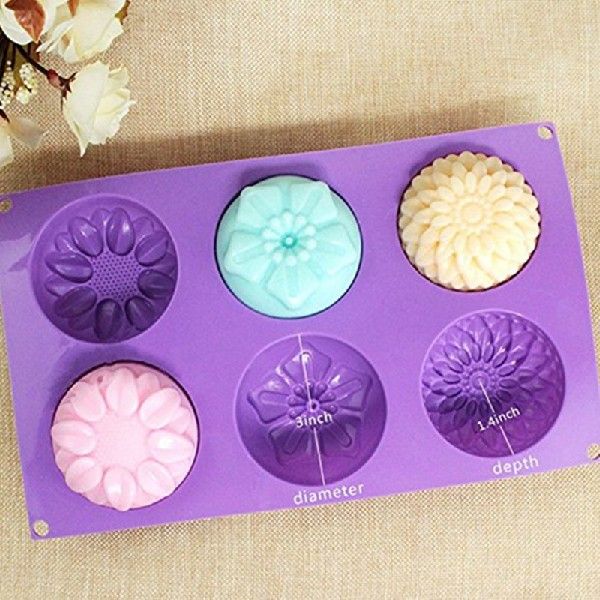 6 Lattices Silicone Cake Mold 3D Sunflower Shape Jelly