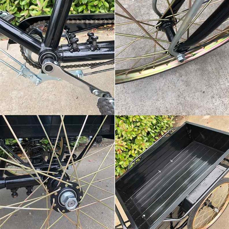 南洋黑色102米长车厢大三轮脚踏踩自行车摆摊带运拉货人力三轮车