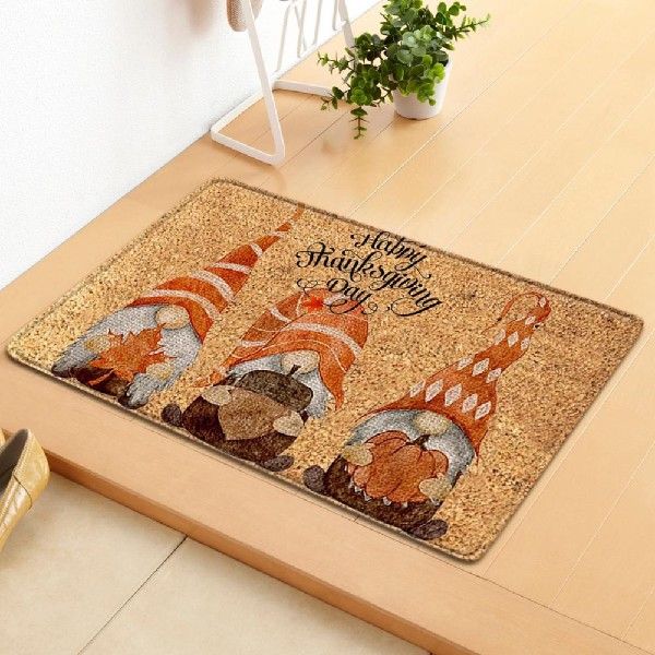 Thanksgiving Front Door Mat Floor Rug Dwarf Pattern Skid