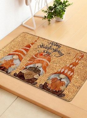 Thanksgiving Front Door Mat Floor Rug Dwarf Pattern Skid