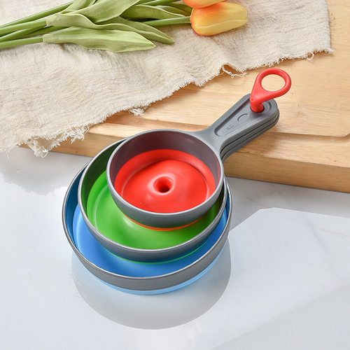 极速Wide mouth fine mouth folding plastic funnel three piece