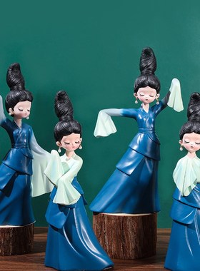 创意国潮古风只见青绿摆件家居中式工艺礼品摆饰女孩少女心礼物景