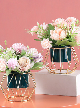 轻奢家居仿真盆栽假花小摆件客厅饭厅桌面装饰仿真花仿真植物盆栽