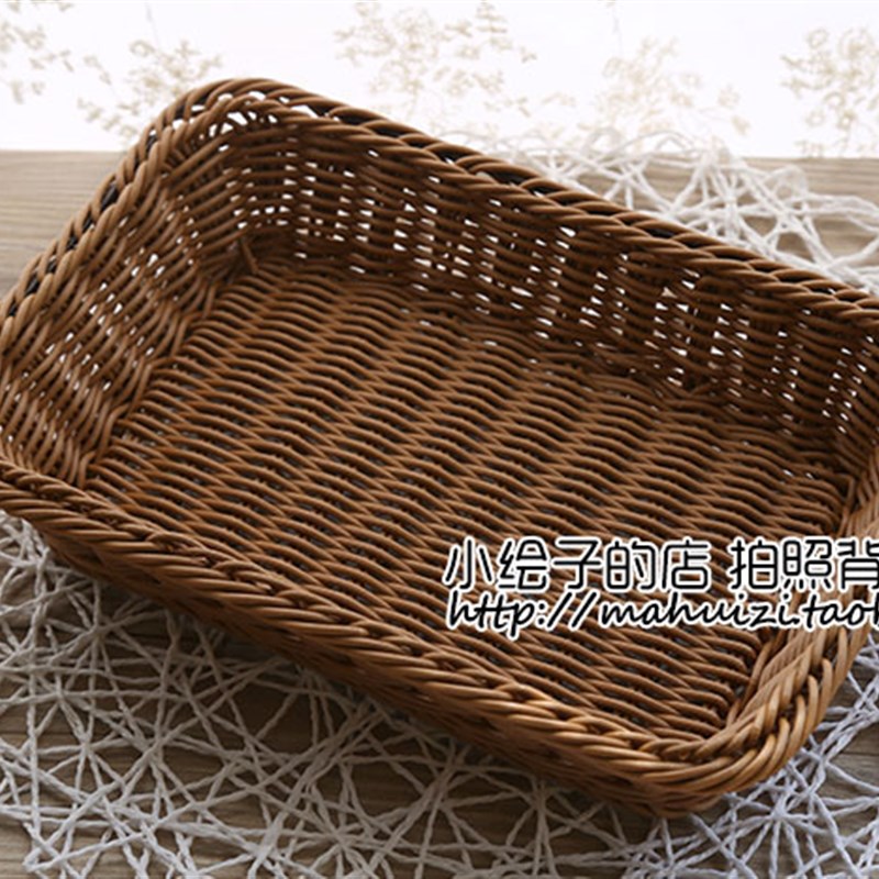 藤编长方形收纳篮 网店拍照背景布 背景墙 淘宝拍摄摄影拍图道具