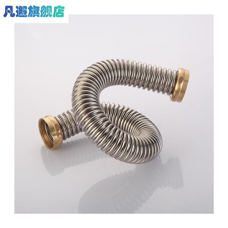 45MM双头厨房双水槽不锈钢下水管双螺纹连接管洗菜盆排水管配件防