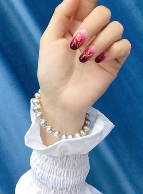 珍珠手镯金淡水天然包手錬绕14K线百搭手工时尚简约气质女复古可