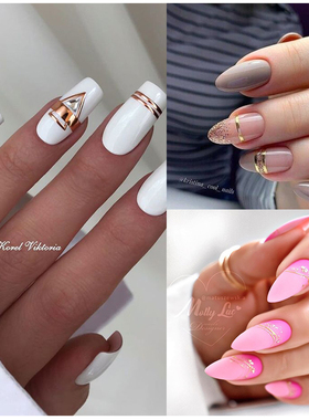 French Rose Gold Striping Tape Nail Design Stripe Lines Geom