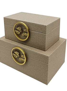 样板间收纳盒新中式家居首饰盒软装饰品盒桌面装饰盒木质摆件