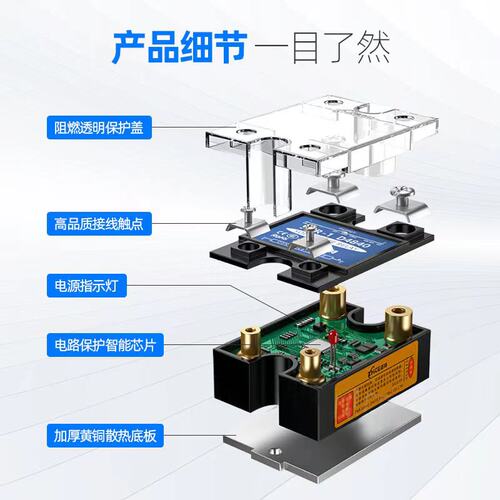 好货40A固态继电器220V交流小型12V24V100a直流控交流单相SSR-1D4